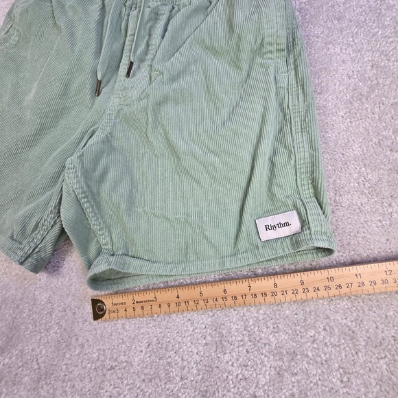 Rhythm Mens Cord Jam Shorts Green Size 30x6 Drawstring Corduroy - Picture 8 of 9